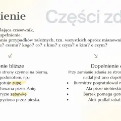 Dopełnienie w zdaniu: Ania gotuje zupę, a piesek gryzie zabawkę. Dopełnienie dalsze: Burmistrz pogratulował wyniku.