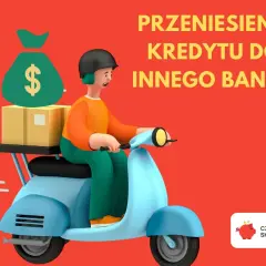 Kurier z torbą pieniędzy i paczkami na skuterze. Szybkie refinansowanie kredytu do innego banku.