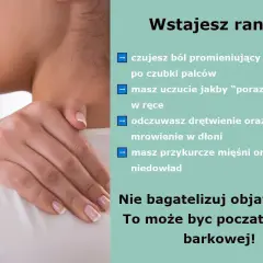 Ból promieniujący od barku po palce, mrowienie, drętwienie ręki – to mogą być objawy rwy barkowej. Nie ignoruj ich!