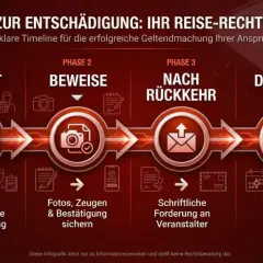 Der Weg zur Entschädigung: Eine Timeline für Ihre Reiseansprüche, die die "Frankfurter Tabelle 2026" als Orientierung nutzen könnte.