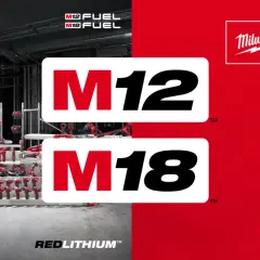 Milwaukee to znana firma produkująca narzędzia. Na zdjęciu widać bogaty asortyment elektronarzędzi M12 i M18.