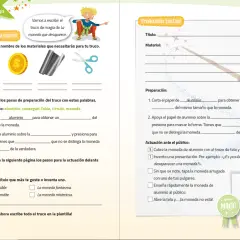 Página de ejercicios de lectura comprensiva 2 primaria para aprender un truco de magia con una moneda.