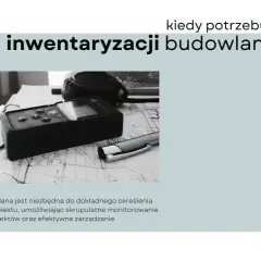 Na zdjęciu widać przyrządy do pomiaru i plany, które są używane, gdy ktoś robi inwentaryzację budynku.