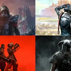 Postapokaliptyczne, kosmiczne i fantasy gry RPG na Xboxa: postacie z gier Wasteland, Starfield, Gears of War i Skyrim.