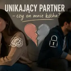 Smutna kobieta i odwrócony mężczyzna. Serce pęknięte na pół, zablokowane. Czy on mnie kocha, ale nie chce związku?