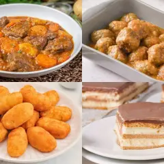 Guiso de carne, albóndigas, croquetas y pastel de chocolate. Un festín con recetas tradicionales de la abuela.
