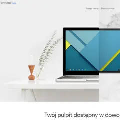Dostęp do pulpitu zdalnego na laptopie i tablecie, z ikoną "splashtop" w tle.