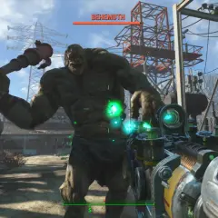 Gracz celuje w Behemota z pistoletu w Fallout 4. Gra wymaga odpowiedniego sprzętu, by poradzić sobie z takimi potworami.
