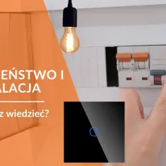 Bezpieczeństwo instalacji elektrycznej i co to jest ROHS. Palec zbliża się do wyłącznika, obok widać nowoczesny włącznik światła.