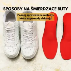 Białe sneakersy i czerwone wkładki. Dowiedz się, czym zdezynfekować buty, by pozbyć się nieprzyjemnego zapachu.