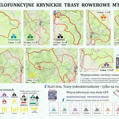 Mapy krynickich tras rowerowych: Kryniczanka, Zuber, Słotwinka, Tadeusz, Mieczysław, Jan, Józef, Karol. Idealne dla miłośników MTB.