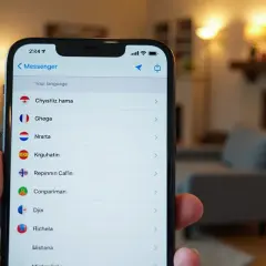 Ekran telefonu z listą języków do wyboru w Messengerze. Dowiedz się, jak zmienić język na Messengerze, wybierając spośród wielu opcji.