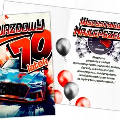 Osiemdziesiąte urodziny to "odjazdowy" wiek! Życzenia na 70 urodziny z autem i życzeniami dla mężczyzny.