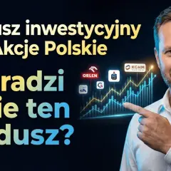 Mężczyzna wskazuje na wykres wzrostu akcji PKOBP i innych polskich spółek. Czy warto inwestować w ten fundusz?