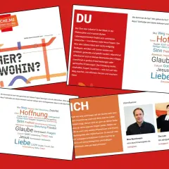 Wortwolke mit Begriffen wie Hoffnung, Glaube, Liebe, Sinn, Licht, Gnade, Freude, Ziel, die zum Nachdenken über den Lebensweg anregen.