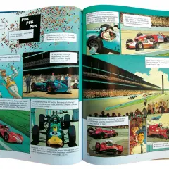 Komiksowe **książki o motoryzacji** przedstawiają wyścigi Indy 500, legendarnych kierowców i historyczne bolidy.