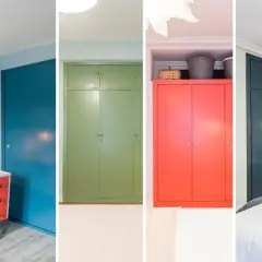 Armarios empotrados pintados de azul, verde, coral, gris oscuro y amarillo. ¡Ideas para pintar tu armario empotrado!
