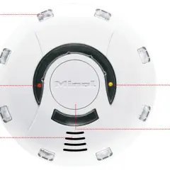 Rauchmelder mit roten und gelben LEDs, Testknopf und Sensorik. Regelmäßige Rauchmelder Wartung sorgt für Sicherheit.