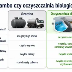 Porównanie szamba i oczyszczalni biologicznej: przerobienie szamba na oczyszczalnię to inwestycja w ekologię i niższe koszty.