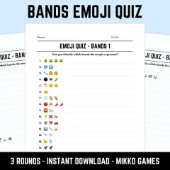 Emoji Quiz: Spiel Musik erraten! Kannst du die Bandnamen anhand der Emojis erkennen? Mehrere Runden zum Raten.