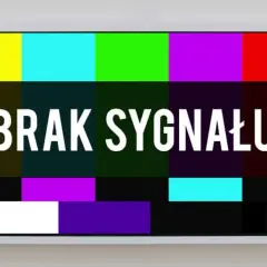 Testowy ekran telewizora z napisem "BRAK SYGNAŁU". Dowiedz się, jak sprawdzić jakość sygnału TV.
