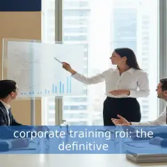 A trainer presents a graph to a group during corporate executive training, discussing the definitive ROI.