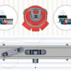 System zapobiegający nieprzyjemny zapach z rur w bloku. Pokazuje mechanizm odpływu i jego budowę.