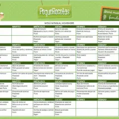 Menú semanal para rellenar con comidas y cenas para cada día. Incluye platos variados y postres.