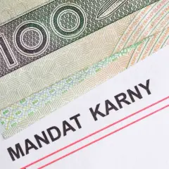 Polskie banknoty i dokument "Mandat Karny" sugerują, że może chodzić o taryfikator mandatów Niemcy, ale to polskie pieniądze.