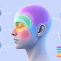 Illustration montrant les zones du visage et de la tête associées aux maux de tête, pour comprendre comment faire passer un mal de tête.