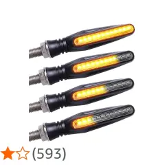 Quattro frecce led moto con luce ambra, perfette per dare un tocco moderno e sicuro alla tua moto.