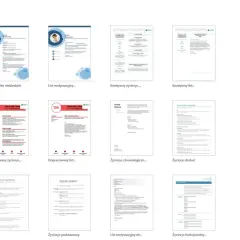 Kolekcja szablonów życiorysów i listów motywacyjnych. Znajdziesz tu różne style, od klasycznych po kreatywne, idealne do stworzenia profesjonalnego CV.