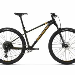 A black and green Rocky Mountain bicycle, ready for trail adventures. Read our rocky mountain bicycle reviews to find your next ride.