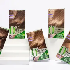 Cajas de tinte sin amoniaco de Mercadona, mostrando el resultado del tinte 9.1 rubio ceniza.