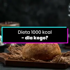 Chleb i lody na drewnianej desce. Napis: Dieta 1000 kcal - dla kogo?