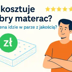 Ile kosztuje materac? Sprawdź, czy cena idzie w parze z jakością. Ilustracja przedstawia materac i mężczyznę.