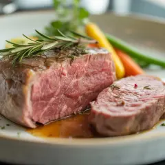 Saftigt innanlår med rosmarin och grönsaker. Ett perfekt innanlår recept för en fin middag.