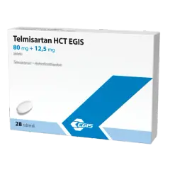 Opakowanie leku Telmisartan HCT EGIS 80 mg + 12,5 mg, 28 tabletek. Telmisartan egis wycofany.