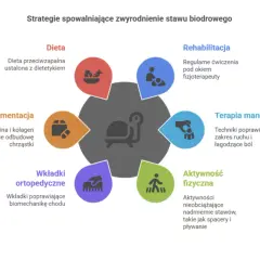 Strategie spowalniające zwyrodnienie stawu biodrowego: dieta, suplementacja, wkładki ortopedyczne, aktywność fizyczna, rehabilitacja, terapia manualna. Domowe sposoby na zwyrodnienie stawu biodrowego.