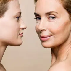 Due volti a confronto, uno giovane e uno maturo. La domanda "fino a che età la donna può fare l'amore" non ha limiti di tempo.