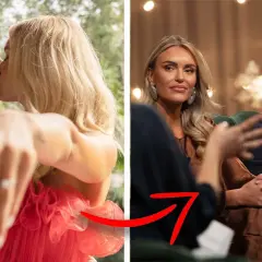 Kärlek och drama i Bachelor in Paradise Sverige. Ett par kysser varandra, en ring syns på hennes finger. På höger sida sitter ett annat par, redo för samtal.