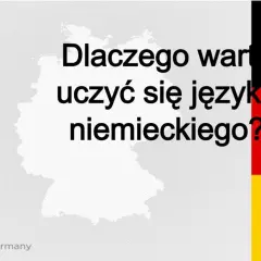 Dlaczego warto uczyć się języka niemieckiego? Mapa Niemiec i flaga kraju.