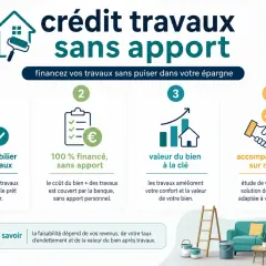Crédit travaux sans apport : 4 étapes pour financer vos rénovations. Une nouvelle loi facilite le prêt immobilier sans apport pour vos travaux.