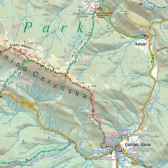 Mapa turystyczna z zaznaczonymi szlakami i punktami widokowymi. Gdzie są Bieszczady? Właśnie tutaj, na Połoninie Caryńskiej i w okolicach Ustrzyk Górnych.