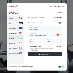 Zaloguj się do Click to Pay, aby zapłacić 59,28 PLN kartą Visa Anny Nowak.