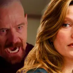 Skyler White spaventata da Walter White in una scena tesa di Breaking Bad.