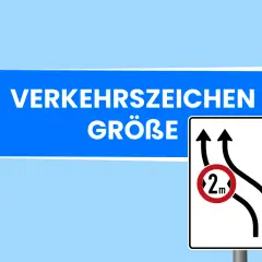 Verkehrszeichen: Überholverbot für Fahrzeuge über 2m Breite. Zwei Fahrspuren, eine davon wird gesperrt.
