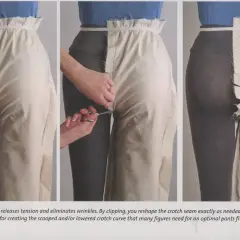 Hands clip the crotch seam of pants to reshape it for a better fit.
