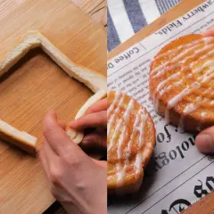 Manos dan forma a pan para hacer un postre. El resultado: pan casero glaseado, perfecto para disfrutar.
