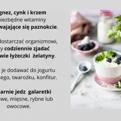 Magnez, cynk i krzem to witaminy na rozdwajające się paznokcie. Jedz żelatynę, np. w galaretkach, by wzmocnić paznokcie.